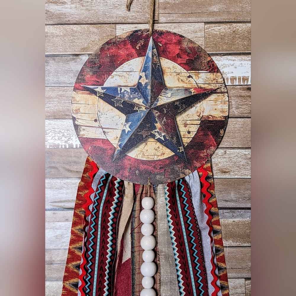 New Handcrafted Shabby Chic Americana Wall Hanging - Picture 3 of 7